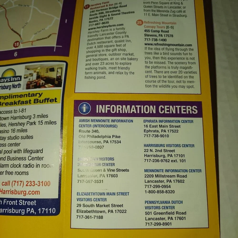 2013 Central Pennsylvania Map W/Attractions-Entertainment & Dining - Lancaster